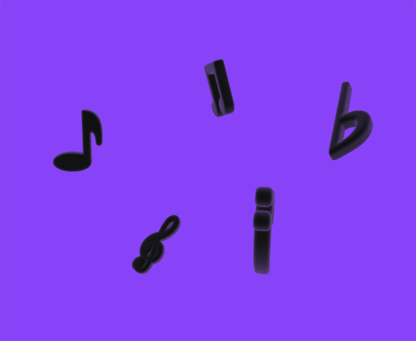 A set of animated music notes for a loading screen and landing page.