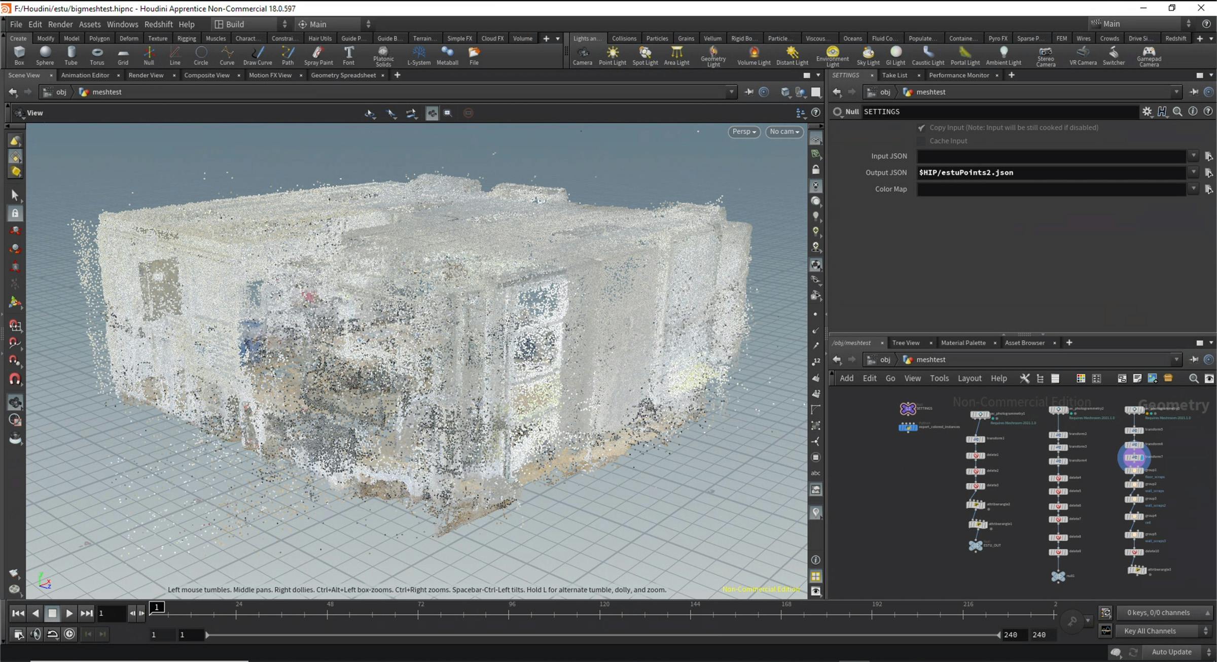 Generated point cloud of the studio in Houdini.