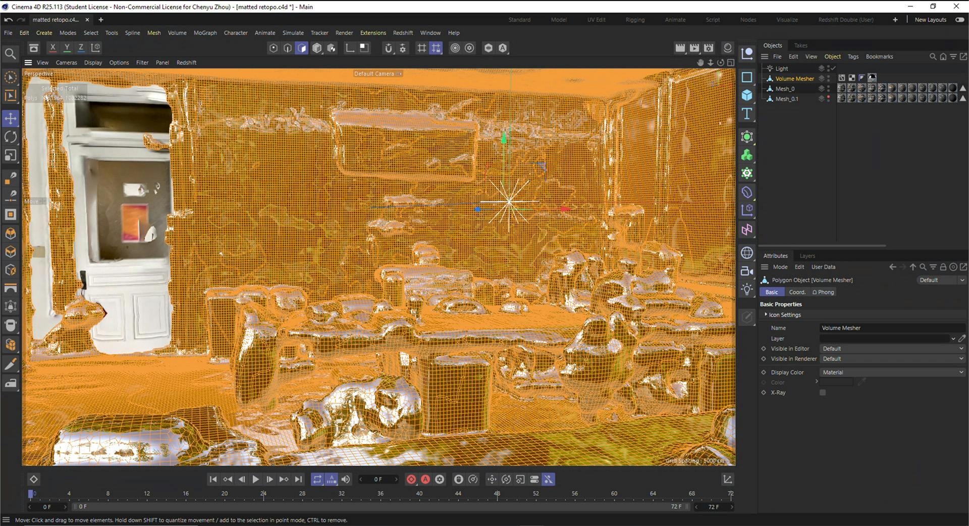 Remeshed scan inside Cinema4D. Note all the beautiful quads.